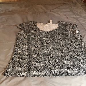 L Kim Rogers polyester Blend Black & White Blouse